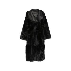 Yves Salomon Black Coats - Faux Fur Coats Women